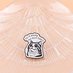 Pin de solapa esmalte gato humorístico – Ansiedad y microplásticos