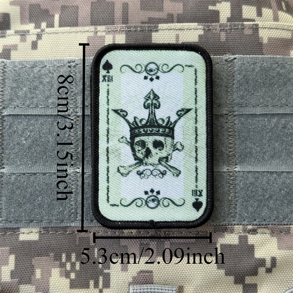 Parche táctico de moral "Ace of Spades Card", pegatinas decorativas para mochila militar, parches de gancho y bucle impresos para ropa - imagen 2