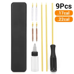 Kit de limpieza de pistola Universal, 9 Uds., 17cal.22cal/5,56mm, cepillos de varilla de barril de Rifle, juego de Herramientas de limpieza de pistola profesional para caza
