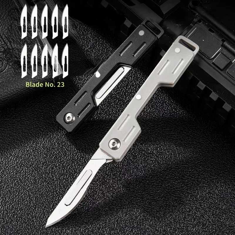 Cuchillo plegable de bolsillo acero inoxidable, hoja desmontable - imagen 3