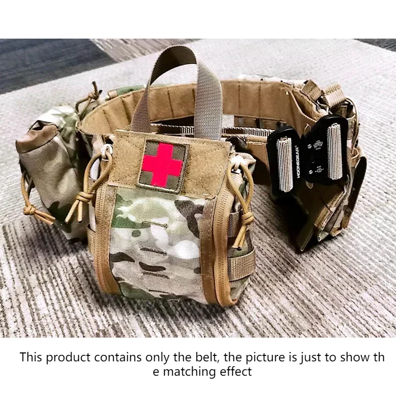 Cinturones de aleación cortados con láser para exteriores, hebilla, cinturón doble táctico MOLLE multifuncional - imagen 3