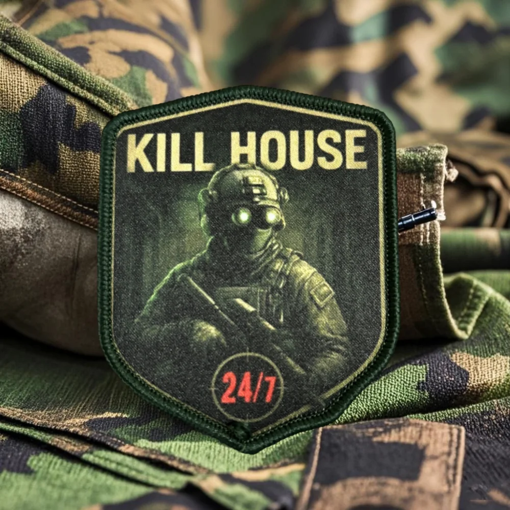 Insignia de moral impresa Kill House Warrior, parche táctico, parches de gancho y bucle, brazalete, mochila militar, pegatinas para ropa - imagen 3