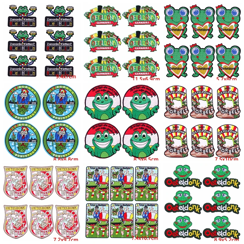 10 unids/lote de parches Oeteldonk de Países Bajos, parches bordados para planchar para ropa, parches termoadhesivos para ropa, parche de Carnaval