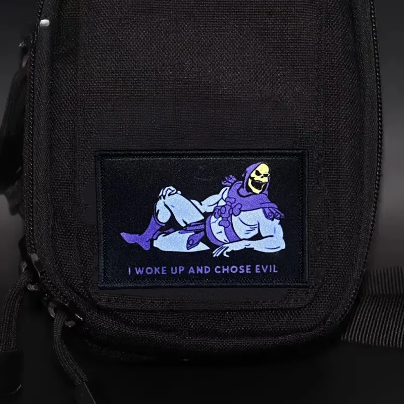 Parche I WOKE UP AND CHOSE EVIL con estampado de insignia táctica, gancho y Loo Morale, brazalete, mochila, ropa, pegatina decorativa