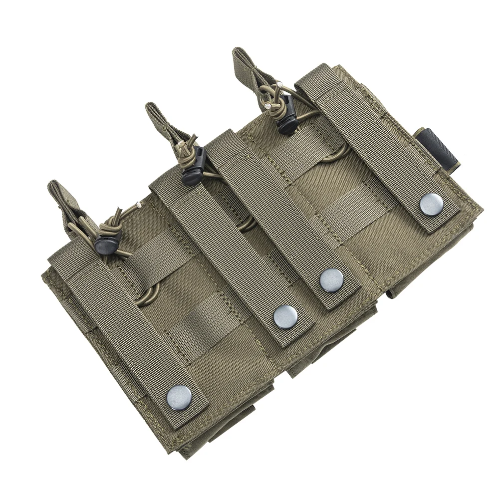 Bolsas tácticas para revistas, bolsa Triple Mag Molle 7,62 AK 74 47 AR15 M4 5,56, accesorios de caza, funda para antorcha - imagen 5