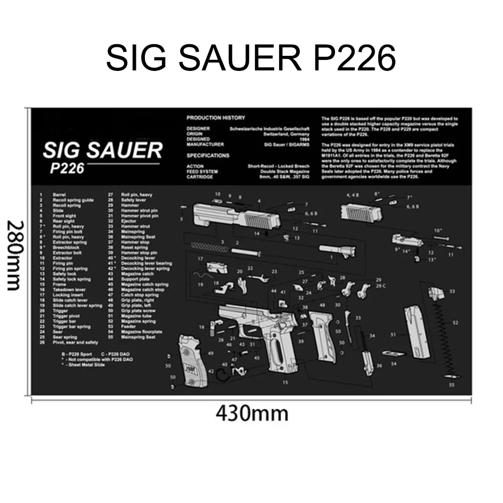 Alfombrilla de goma para limpieza de pistola táctica SIG SAUER, P220, P226, P229, P250, P320, P365, P238, SP2022, armorero, herramienta de reparación de desmontaje - imagen 3