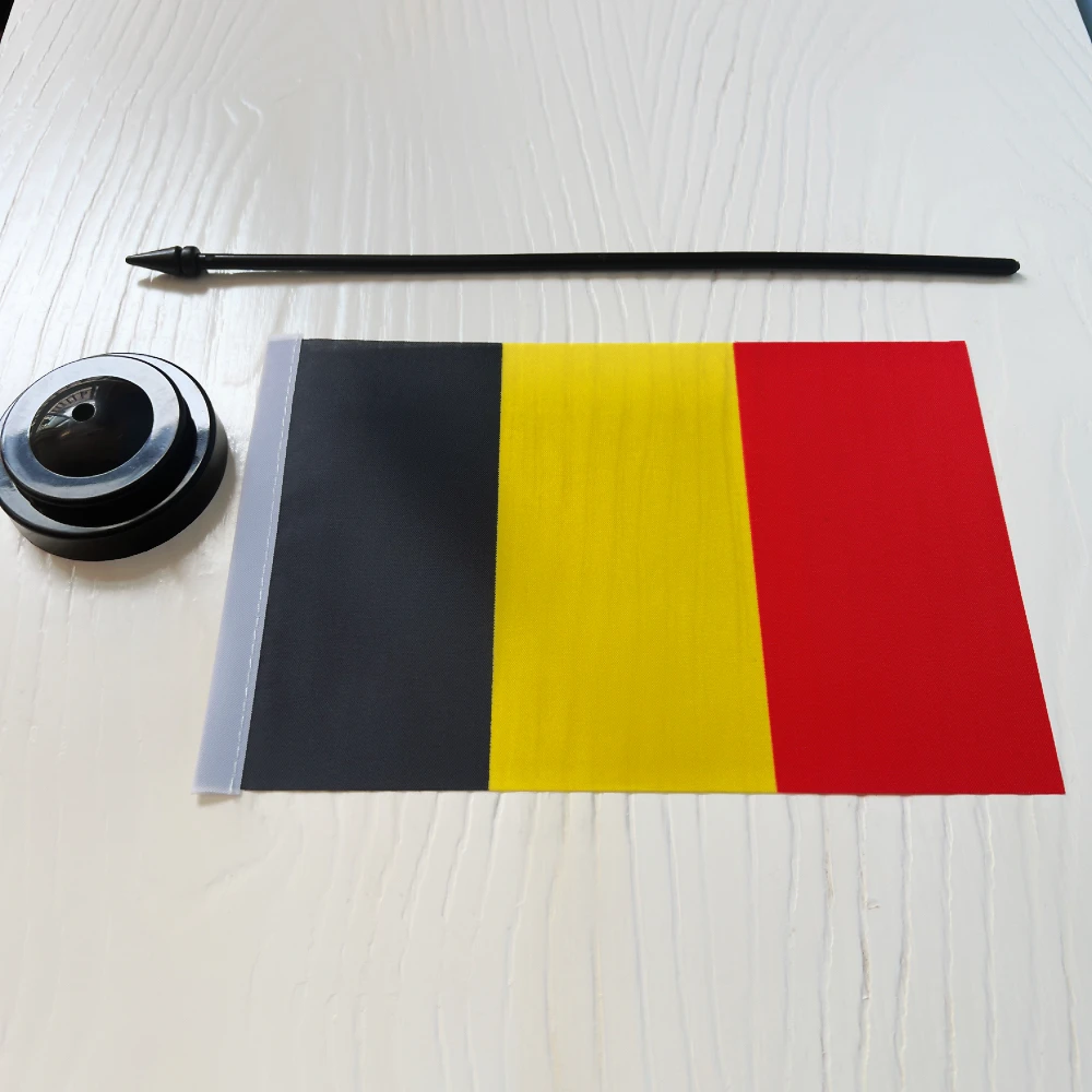 Bandera de escritorio de oficina de 14x21cm, bandera de Bélgica, bandera nacional de países, bandera de escritorio en miniatura con poste de 30cm, eventos festivos en casa - imagen 3