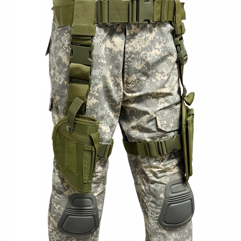 Funda táctica para muslo de pistola Tornado para G17 M9 1911, funda Oxford para pierna de pistola derecha con bolsa para revistas