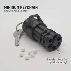 Mini llavero de pistola Gatling funcional, llavero de juguete BB Blaster, juguetes de tiro de bala BB, llavero impreso en 3D, juguete de descompresión