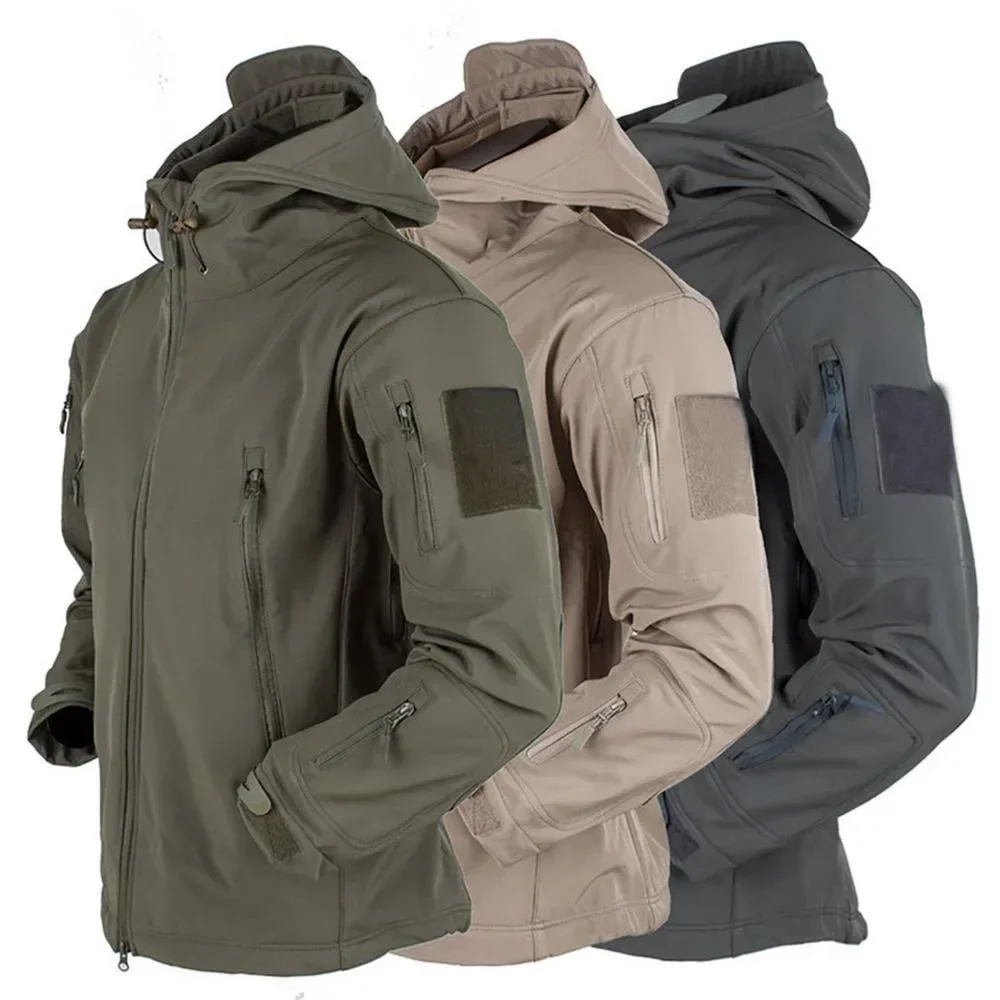 Chaquetas de piel de tiburón para hombre, chaqueta táctica impermeable a prueba de viento, chaquetas de combate, abrigos Bomber con capucha, novedad de 2024 - imagen 2