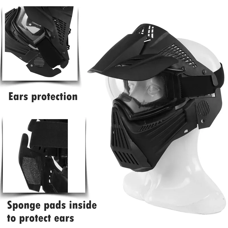 Máscara de cara completa Airsoft caza CS juego de guerra máscaras protectoras tiro al aire libre Paintball máscara transpirable accesorios con gafas - imagen 5