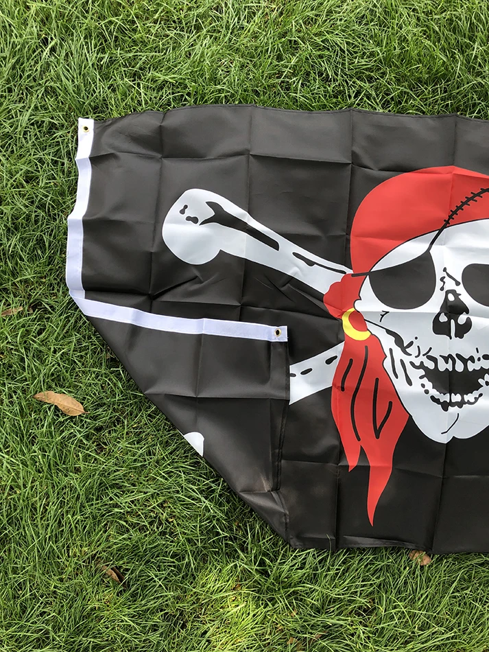 BANDERA DE SKY 90x150cm enorme calavera y huesos cruzados Jolly Roger banderas piratas Holloween KTV cartel colgante de poliéster para Decoración - imagen 3