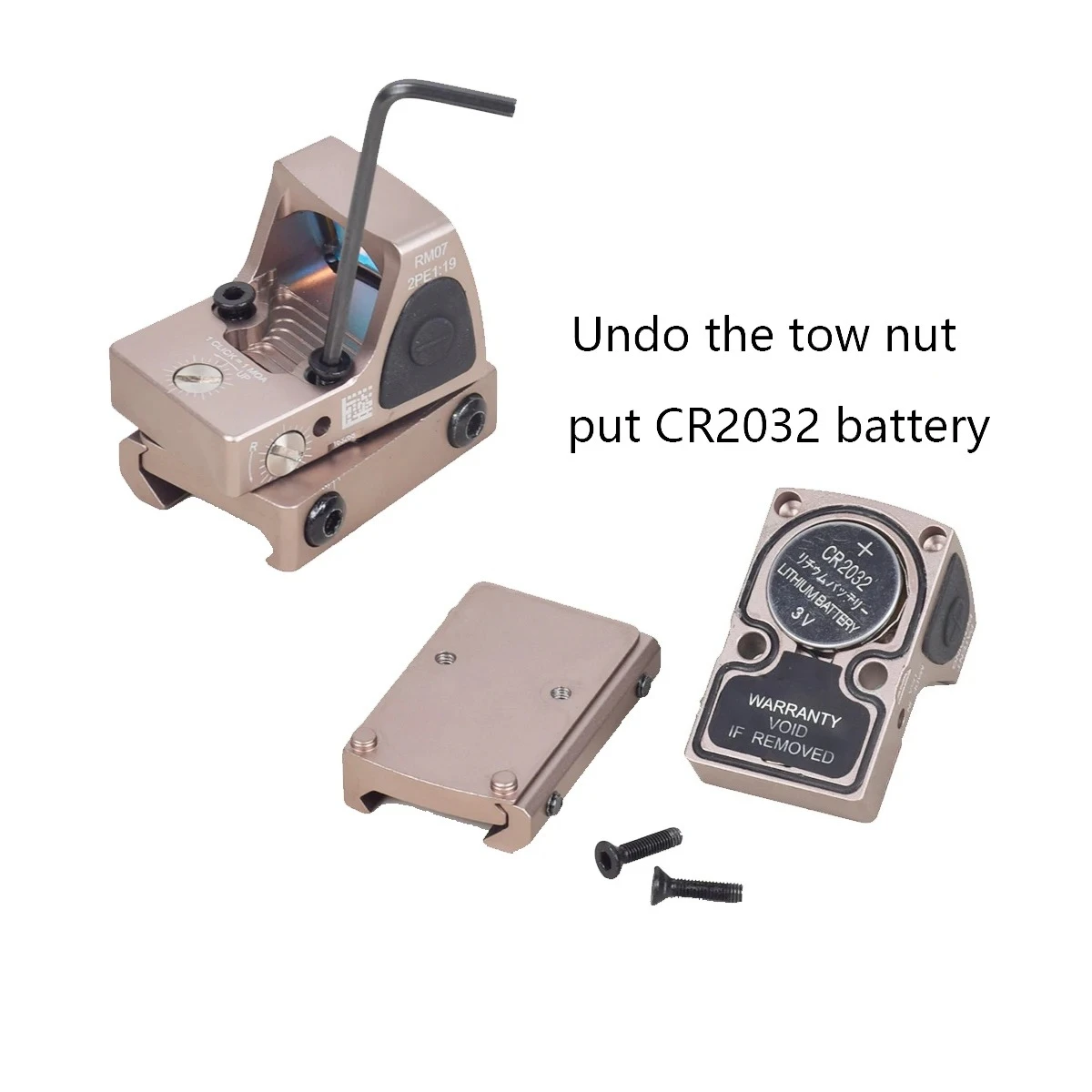 Mira telescópica táctica de METAL NYLON RM Red Dot compatible con G17 G19, Base de mira trasera, armas Airsoft, mira telescópica AR15 M4, riel de 20mm para caza - imagen 5