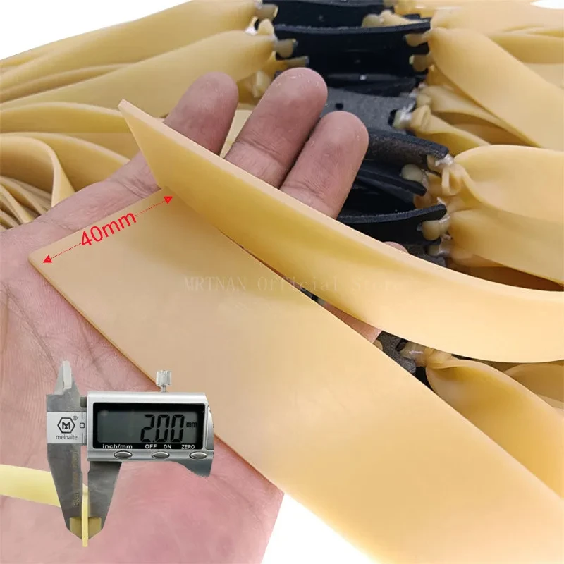 Banda de goma plana gruesa 2,0 de 40mm de ancho con varilla larga de alta elasticidad Slingsshot banda de goma para tiro accesorios de caza - imagen 3