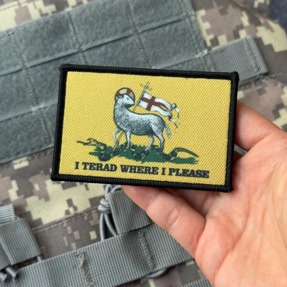 Parche táctico I Tread Where Please Christan Morale, bandera de Gadsden, parches impresos militares para mochila, pegatina, apliques personalizados - imagen 3