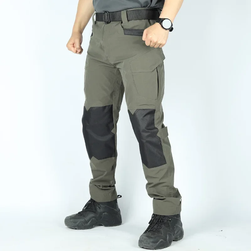 Pantalones tácticos resistentes al desgaste, ropa de trabajo, pantalones Cargo rectos con múltiples bolsillos para hombre, entrenamiento de caza al aire libre, trotar informal - imagen 5