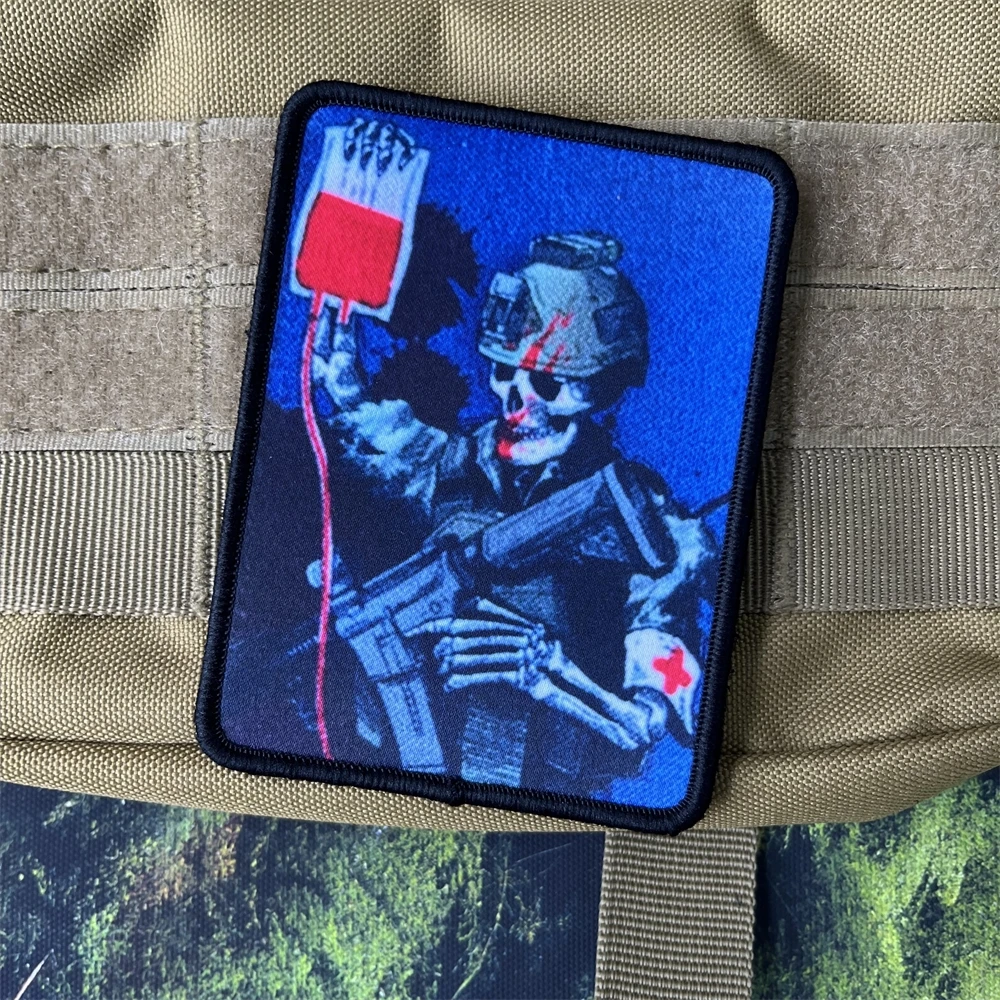 Parches estampados de calavera para casco, brazalete táctico, insignia de moral de Chevron ruso, pegatina de gancho y bucle para mochila - imagen 3