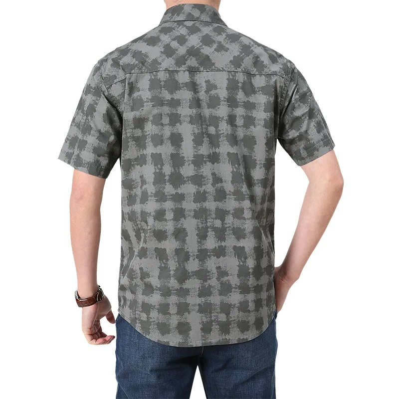 Camisa a cuadros de manga corta para hombre, camisa informal de gran tamaño de algodón puro inglés, ropa de ocio, 5XL, A2F819 - imagen 4