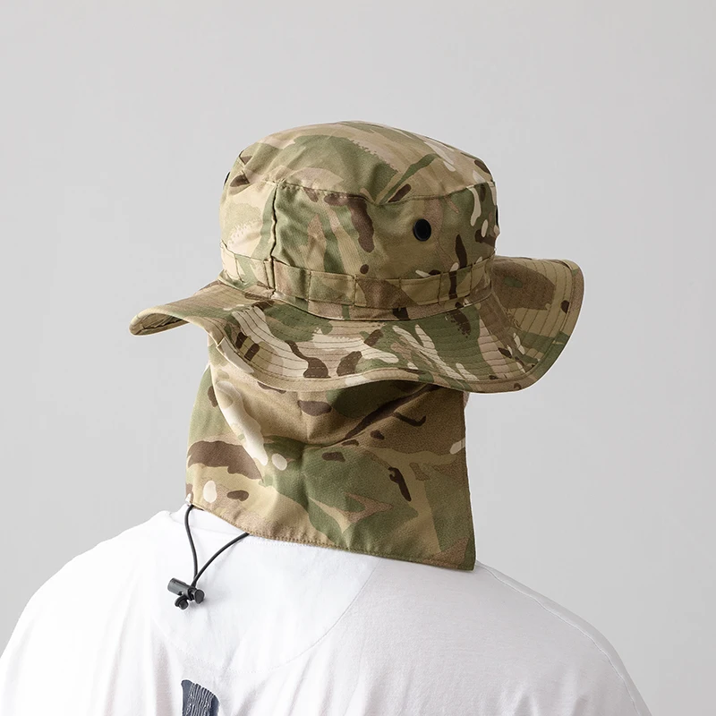 Gorra de ala redonda con sombrilla de sombrero Benny de camuflaje al aire libre con cortina trasera - imagen 3