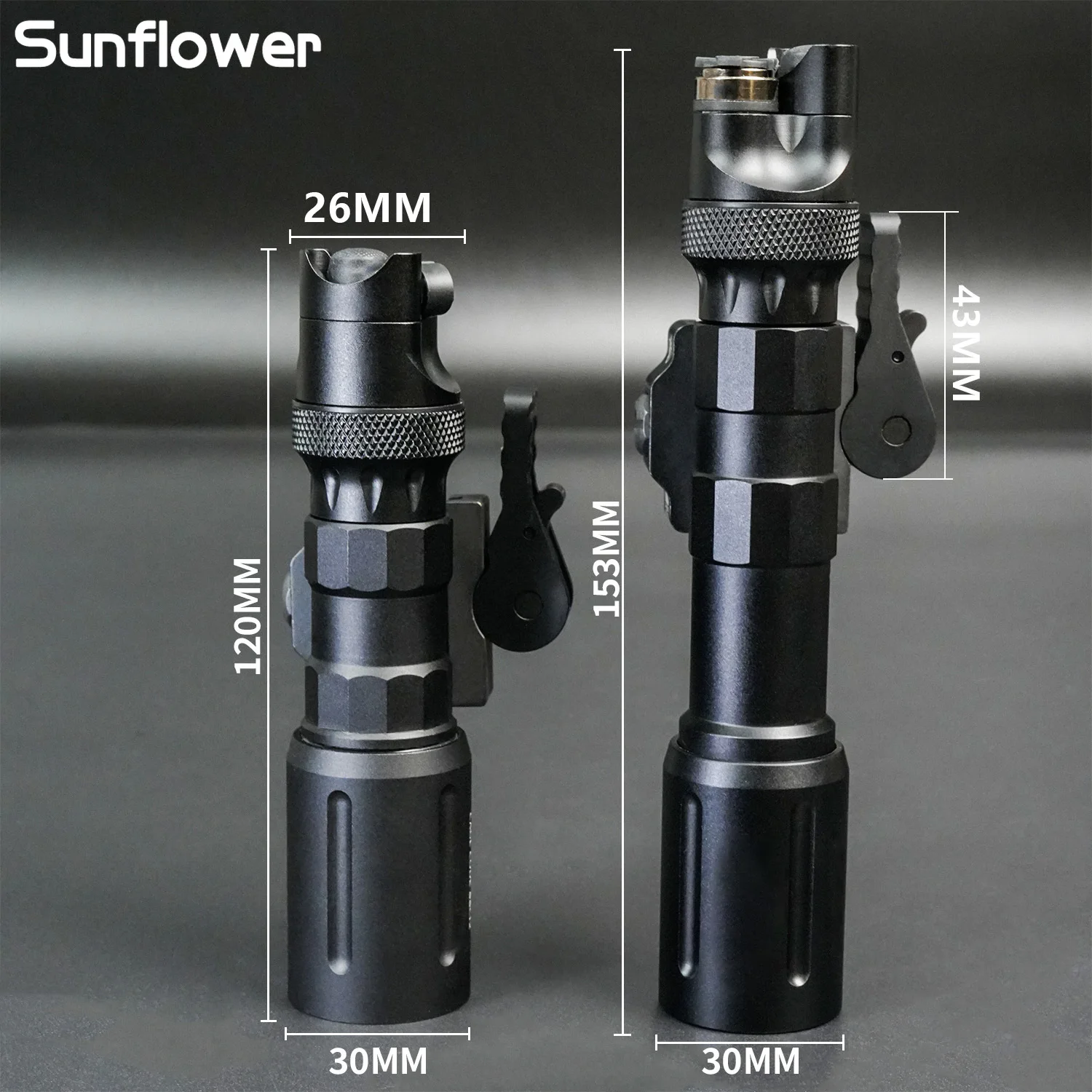 Linterna táctica V2, luz de caza de Metal, luz de explorador de alta potencia, 1100 lúmenes con tapa trasera de doble función, riel adecuado de 21mm - imagen 5