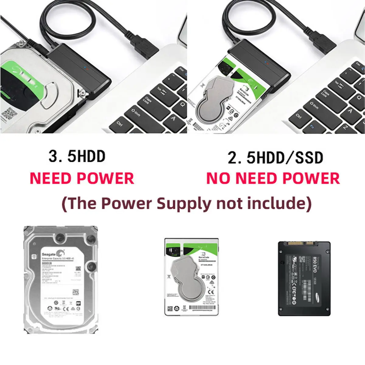 Chenyang-Cable adaptador USB 3,0 a SATA en ángulo, adaptador de 22 pines para unidad de disco duro SSD de 2,5 "y 3,5 pulgadas, para ordenador de escritorio y portátil - imagen 5