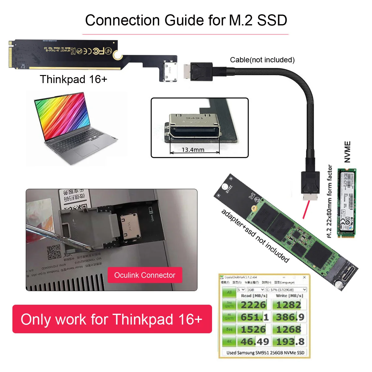 Adaptador de Host para ThinkBook 16 + tarjeta gráfica externa y SSD Oculink SFF-8612 a PCI-E 3,0 M.2 M-key - imagen 5