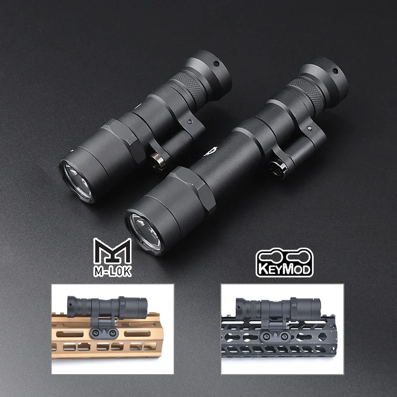 WADSN Tactical Airsoft Surefir M340 M640 linterna ajuste 20mm Picatinny Rail MLOK KEYMOD arma de caza de montaje de luz Rifle - imagen 4
