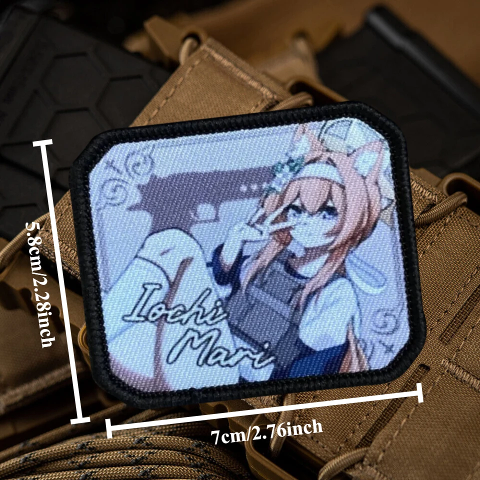 Parche táctico de Chica de Anime para niñas, parches de gancho y bucle impresos, brazalete de engranaje, insignia de moral militar, mochila, pegatinas para ropa - imagen 2