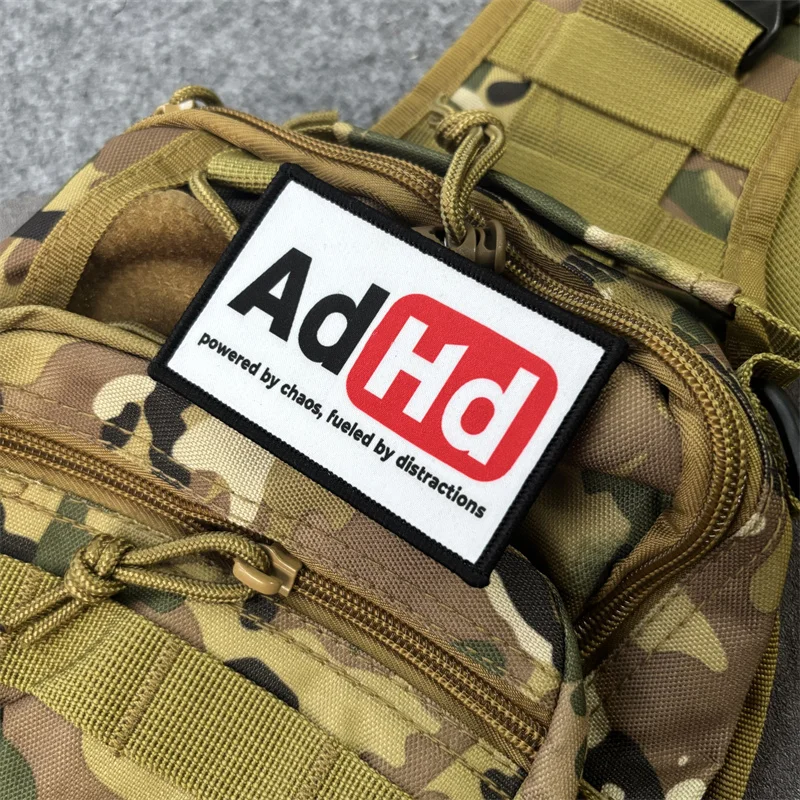 Parche táctico impreso "ADHD" para ropa, insignias de moral, parches militares con gancho, pegatinas para mochila - imagen 2