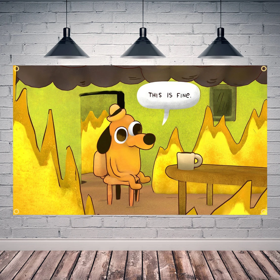 90X150cm perro en una silla en el fuego bandera poliéster impreso decoración pancarta tapiz FLAGLAND - imagen 2