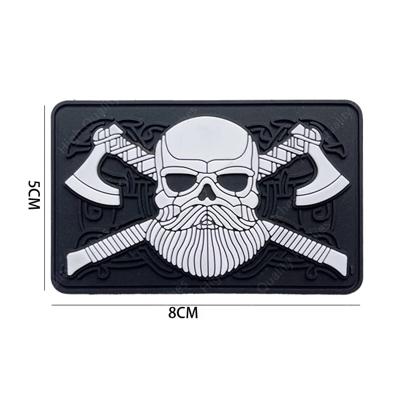 3D PVC vikingo batalla hacha Runavin Odin brújula solitario lobo Logo brazalete Odin Dios runa pegatina mágica insignia Vking parche de goma - imagen 5