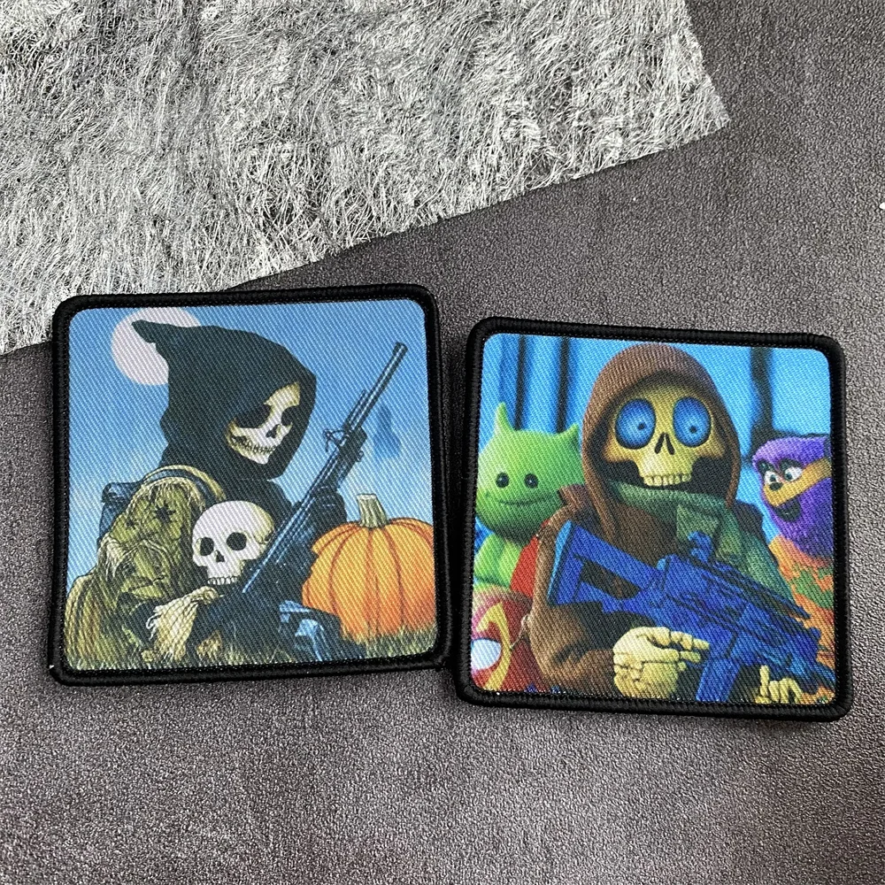 Inteligencia militar, parche táctico impreso PBS, insignia de moral de calabaza de Navidad con calavera, brazalete del ejército, pegatinas para mochila con gancho y bucle - imagen 5