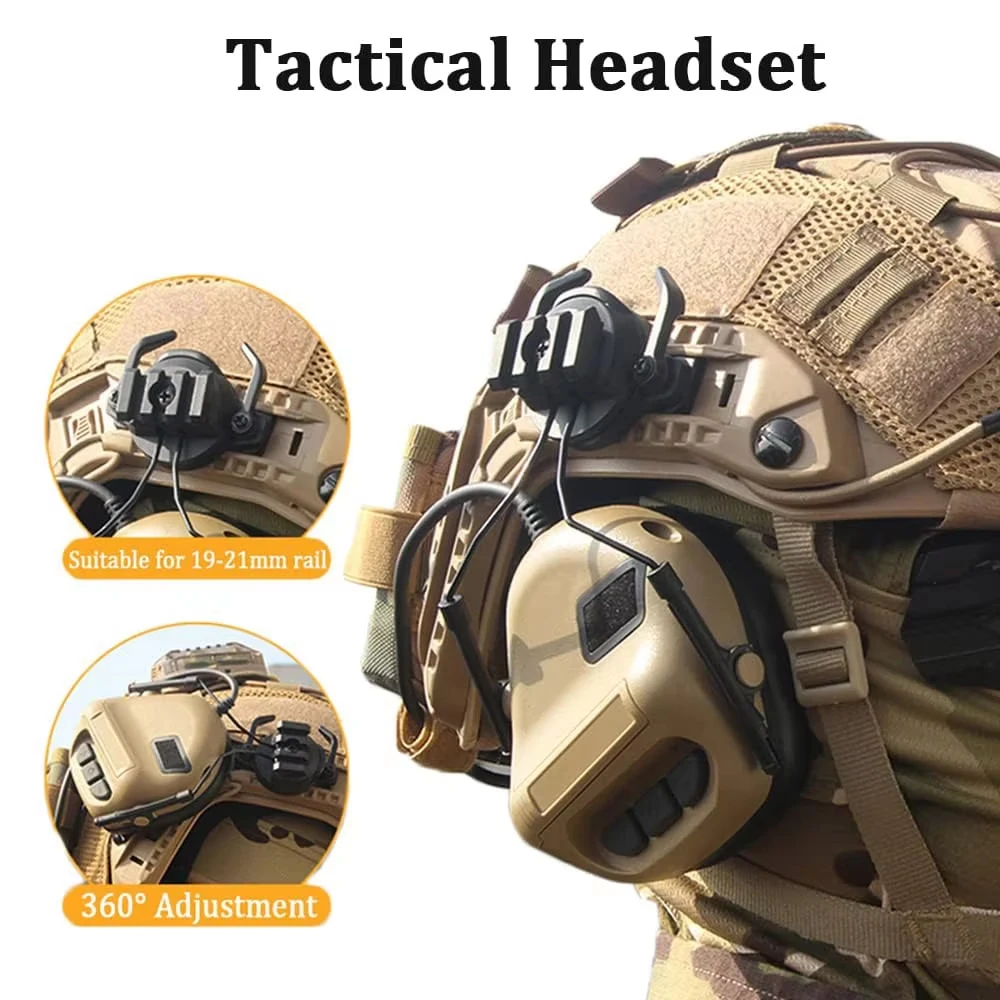 Conjunto de casco táctico rápido Airsoft con auriculares tácticos, casco Airsoft de malla cortada, cubierta de camuflaje, equipo protector de caza y combate - imagen 3