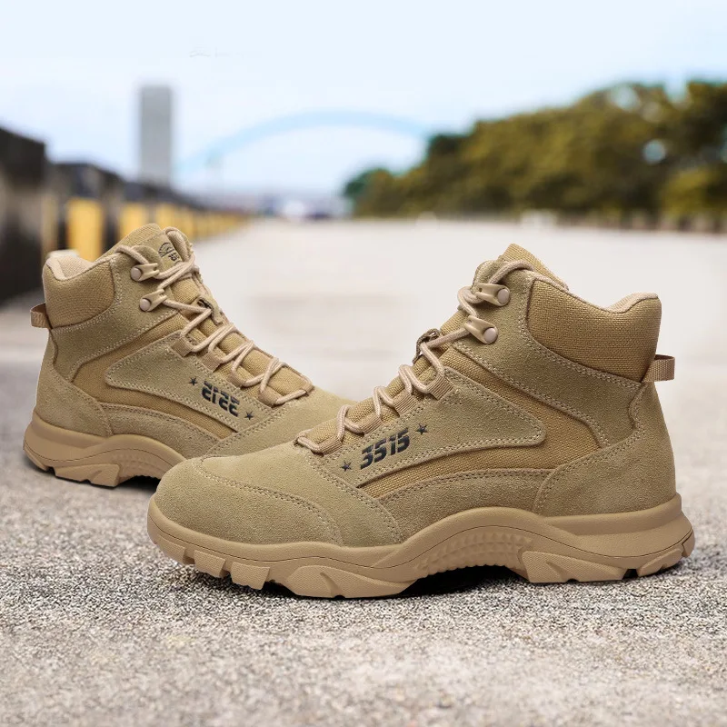 Zapatos de senderismo de cuero de vaca, botas tácticas de combate para el desierto, botas de caza impermeables para hombre, zapatos tobilleros, zapatillas de trekking al aire libre para hombre - imagen 5