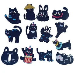 Parches de moral bordados termoadhesivos gato negro y perro para ropa