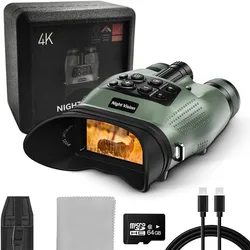 Z9801 Binoculares 4K HD de Mano con Zoom Digital 8X, Alcance de 600m, Visión Nocturna Infrarroja, Gafas Telescópicas con Linterna Táctica