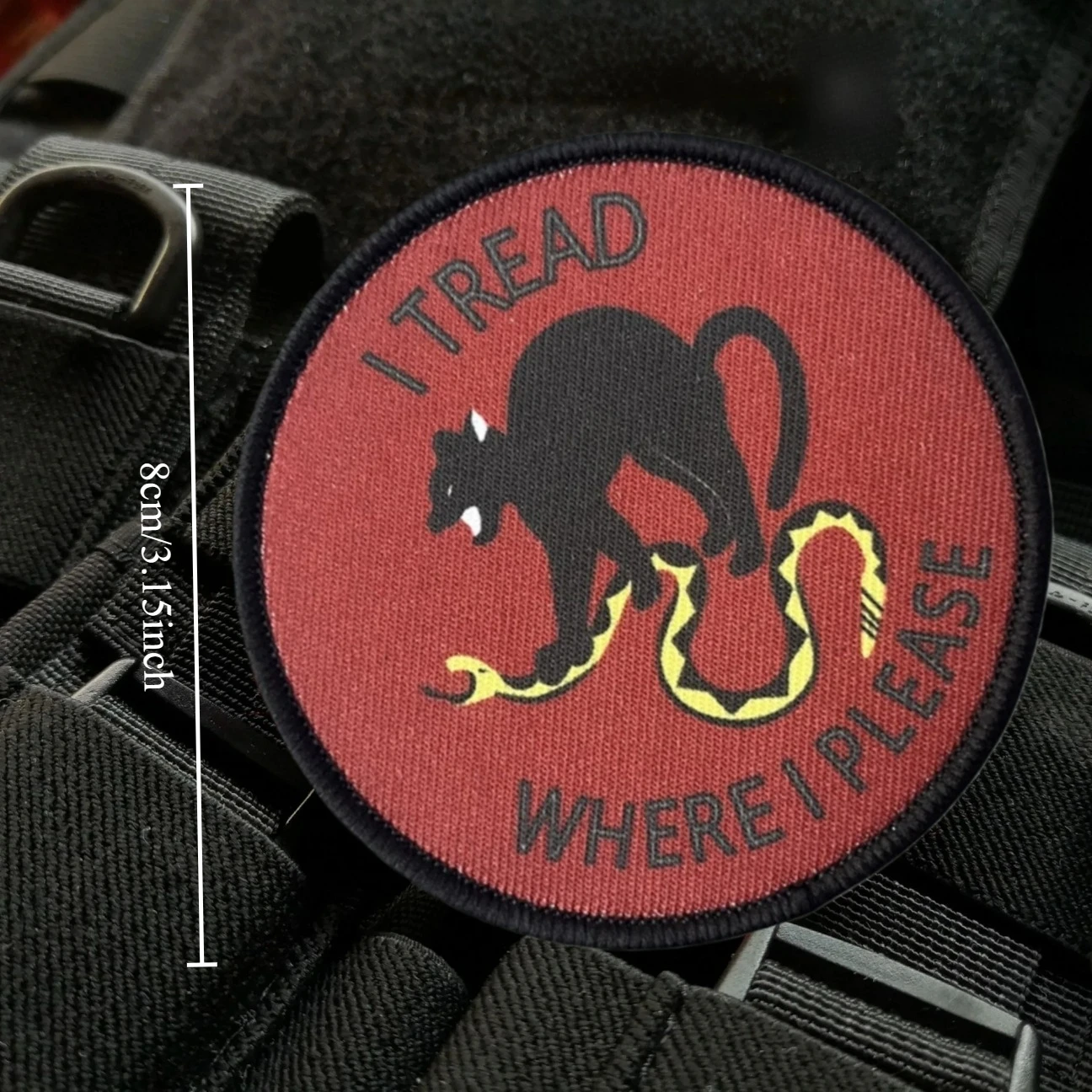 "I Tread Where I Please", insignia de moral táctica de gato y serpiente, apliques personalizados, parches con gancho impreso militar, pegatina para mochila - imagen 3