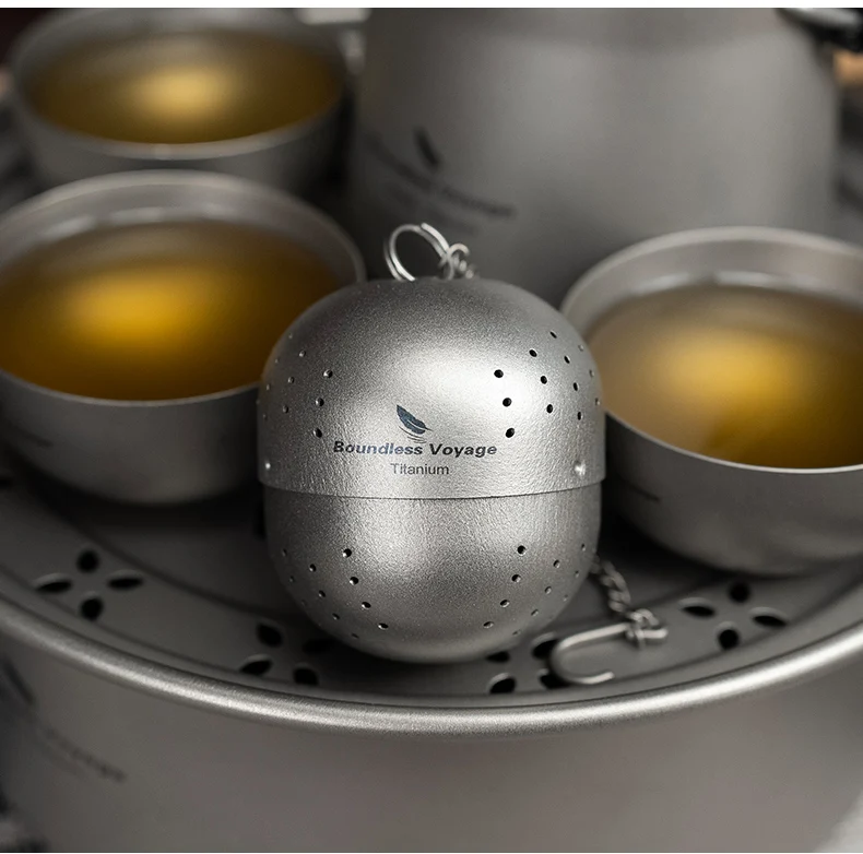 Filtro de té de titanio puro, taza de té, filtro de té, camping al aire libre, viaje, juego de té portátil, Bola de filtro ultraligera - imagen 3