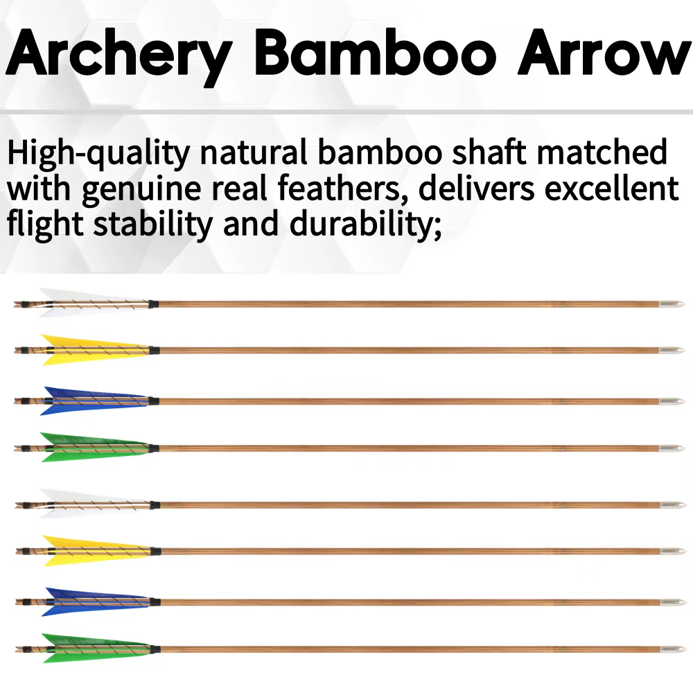 Flechas de bambú para arco recurvo con plumas naturales tiro al blanco - imagen 5