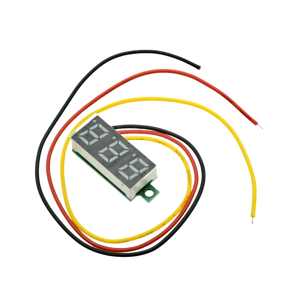 4 Uds Mini voltímetro Digital 0,28 pulgadas tres líneas 0-100V voltímetro Digital probador de calibre voltímetro de Panel de pantalla LED - imagen 3