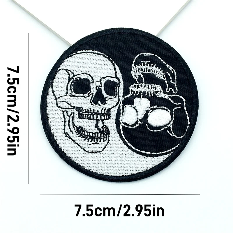 Parche termoadhesivo con patrón Punk Yin y Yang, fácil planchado/costura, para moda DIY, 3 uds. - imagen 5