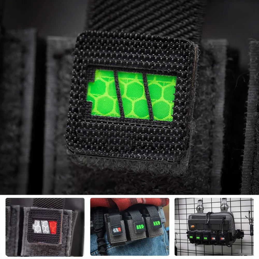 Brazalete táctico de nailon con parche reflectante de doble cara con batería para decoración de ropa y mochila de 1 pulgada - imagen 4