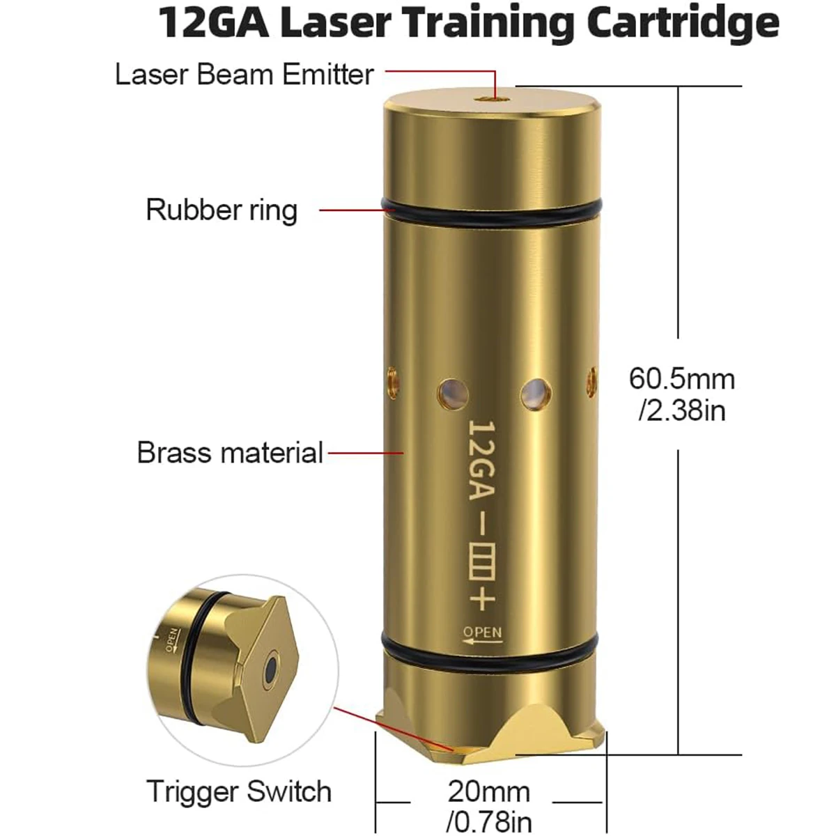 Cartucho láser 12GA 9mm fuego seco 9x19mm/7,62x39/380ACP/223Rem para practicar entrenamiento láser cartucho de entrenador de balas vista de orificio