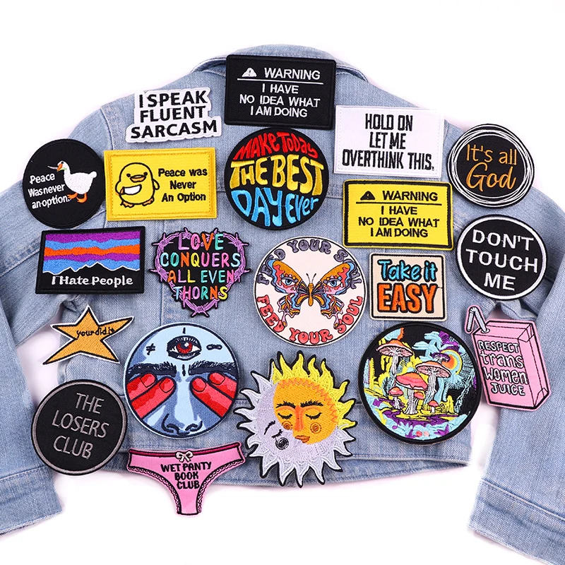 Parches de dibujos animados de mayo de 2024, parche bordado de letras/mariposas, parches termoadhesivos para ropa DIY - imagen 2