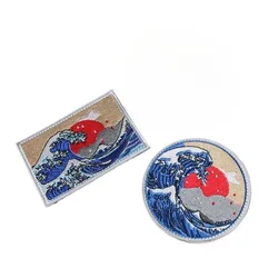 Parche bordado The Great Wave Off Kanagawa, parche japonés, gancho táctico, parches traseros, Badgesfor backpack custom