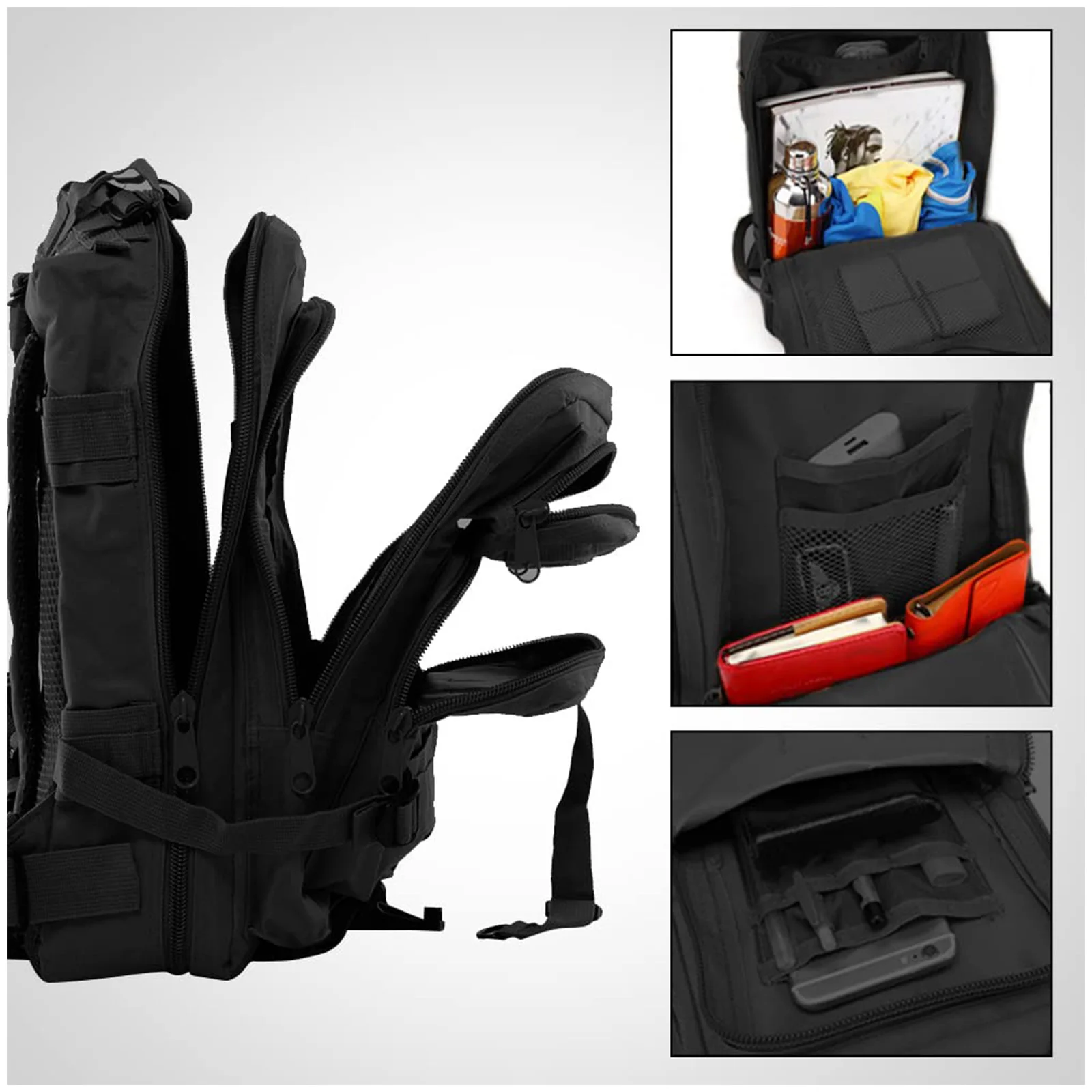 Mochila táctica grande de asalto de 3 días, bolsa Molle Bugout, mochila para senderismo, viajes de escalada - imagen 4