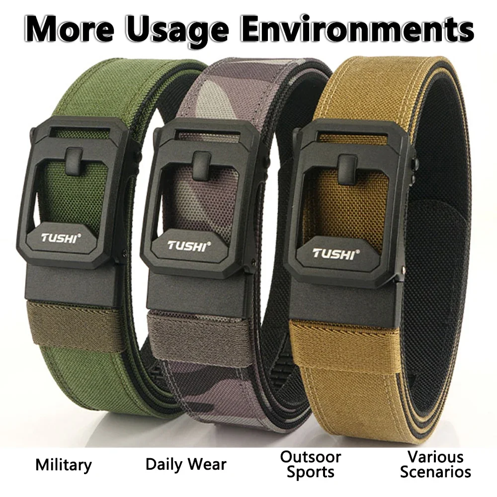 Cinturón táctico duro para hombres, hebilla automática de Metal de nailon resistente, cinturón militar de servicio policial, faja para exteriores, accesorios IPSC - imagen 5