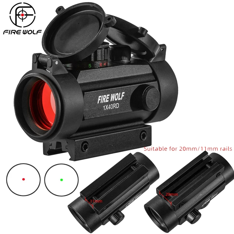 FIRE WOLF-mira telescópica holográfica táctica para caza, mira óptica de puntos rojos y verdes, mira telescópica ajustable para Rifle, 1x40 - imagen 2