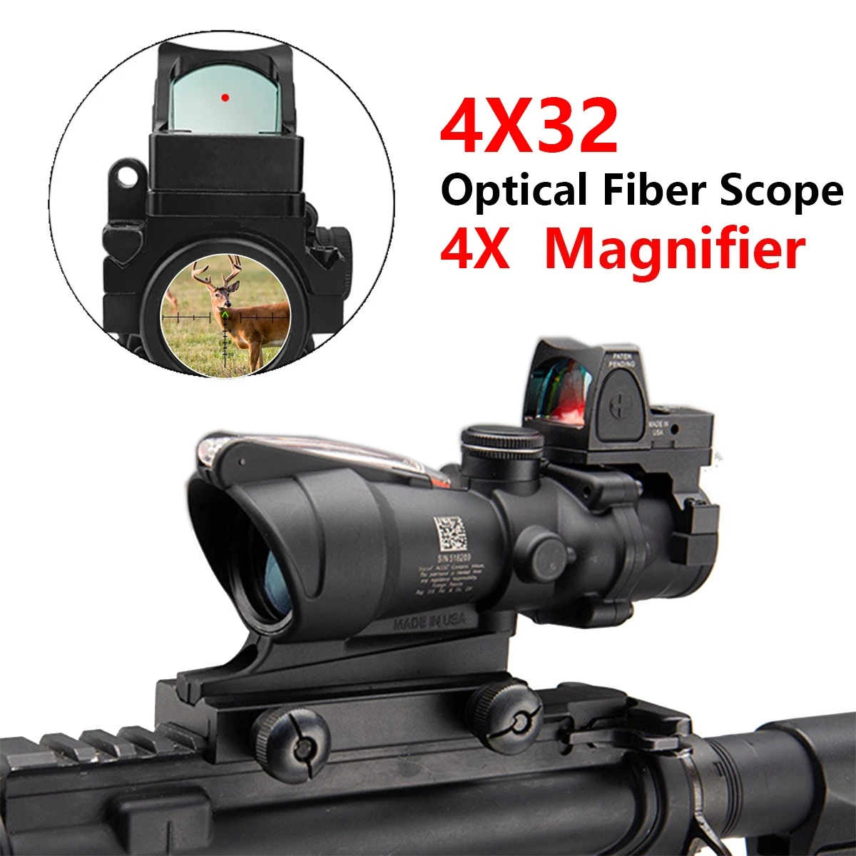 Mira telescópica de 20mm, lupa 4X32 4X con alcance de fibra óptica Real EOTECH G33 G43 3X G45 5X 558, mira holográfica de punto rojo - imagen 4