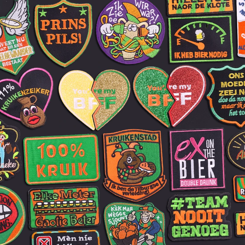Nuevos parches bordados con emblema de Kruikenstad en ropa, parche de carnaval para Países Bajos, parches para planchar para ropa, parche decorativo